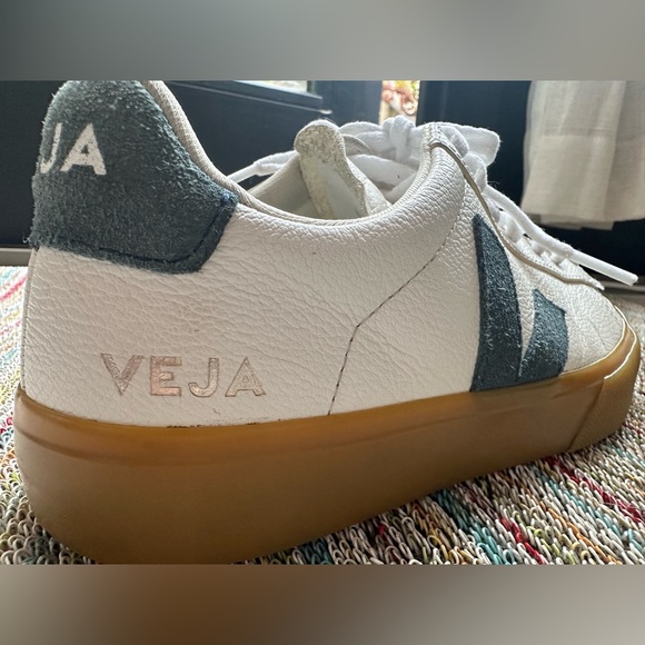 Veja Campo leather white California natural (blue suede/tan soles) sneaker - 6 - Picture 12 of 16